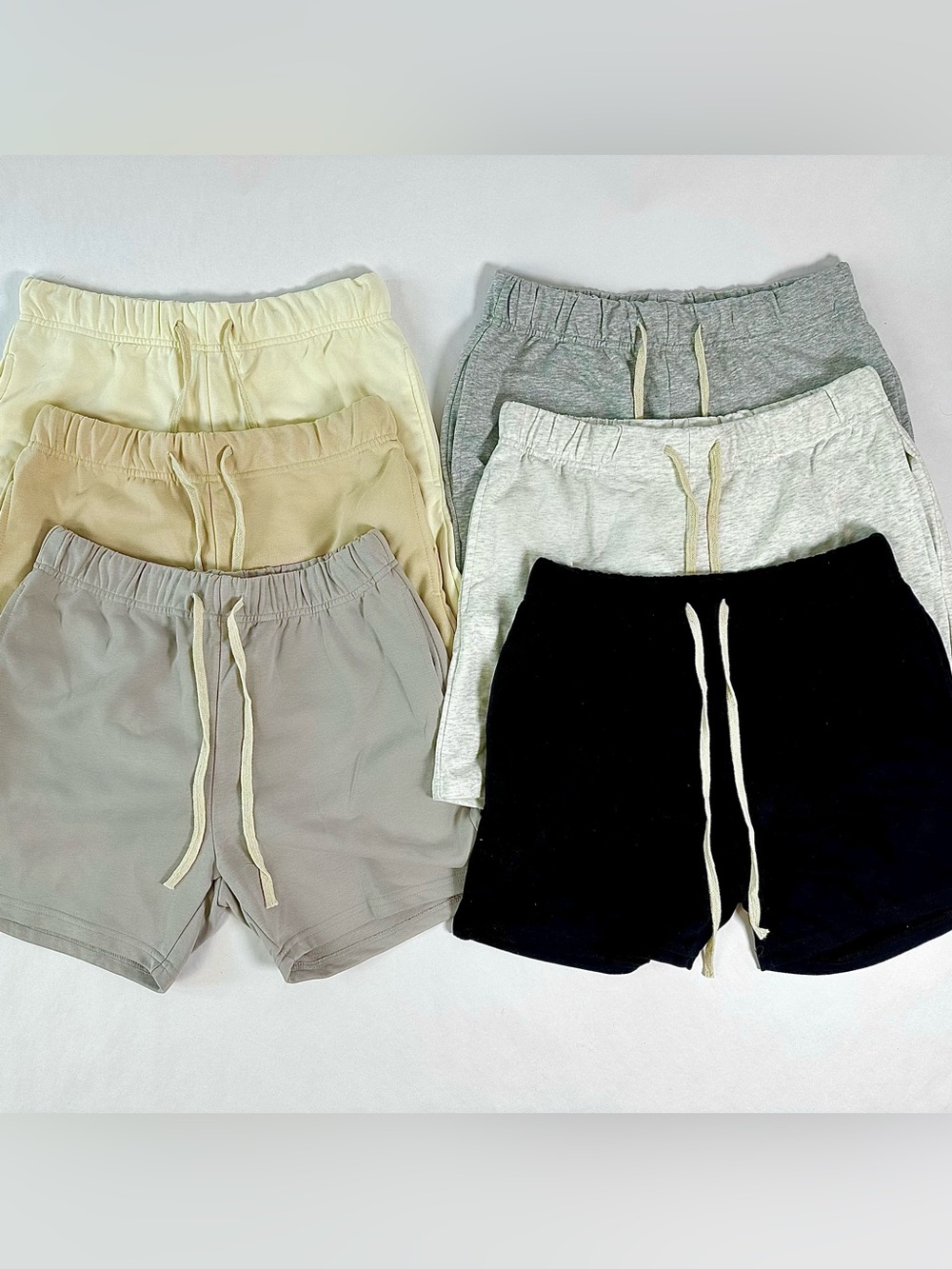 Men's Athletic Drawstring Shorts — Black, Gray, Tan, Cream
